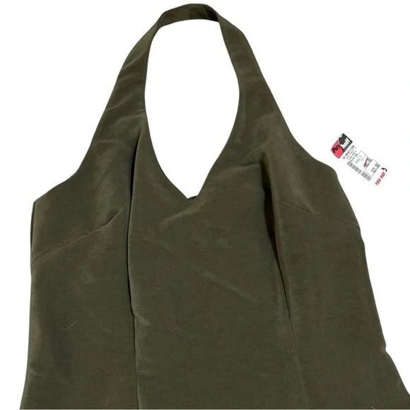 Vintage Deadstock City Triangles Green Suede Embroidered Halter Dress - Picture 4 of 10